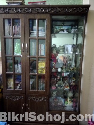 2 years used oak bookshelf with showcase for sale